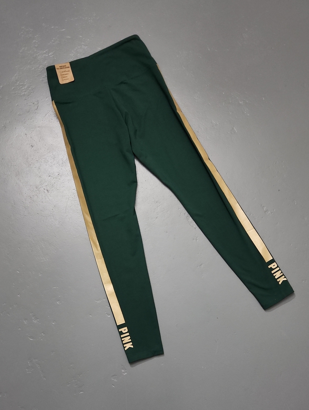 PINK Active Cotton High Waist Green & Gold Stretchy Victoria's Secret Legging 🔅